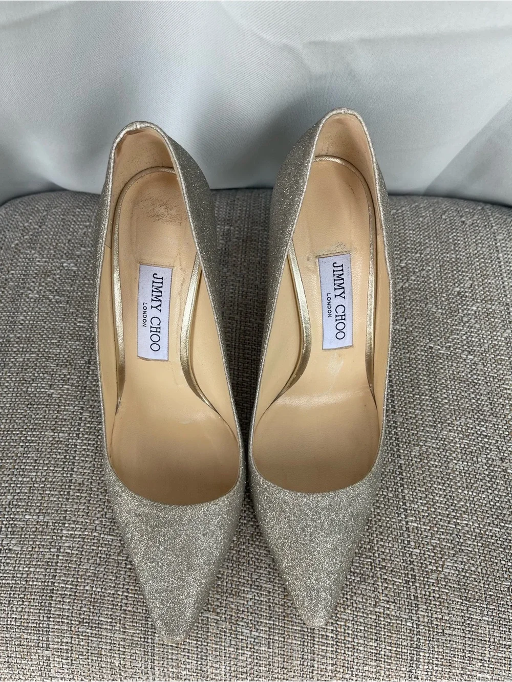Jimmy Choo Glitter Pointed-Toe Stiletto Pumps - Silver